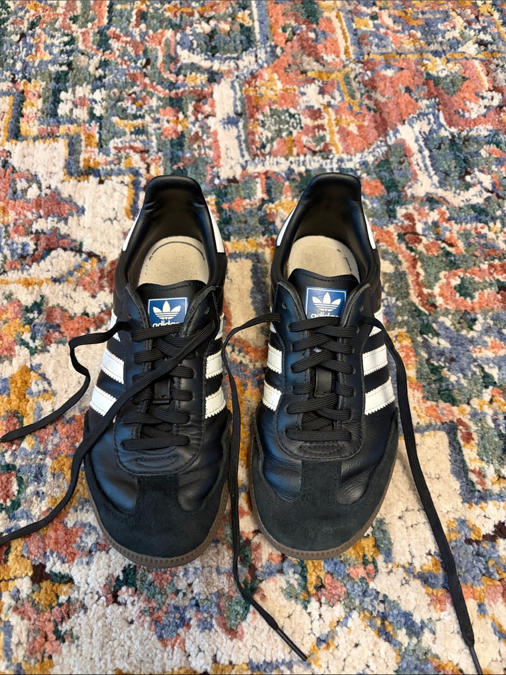 adidas kids Black Sneakers with White Stripes size 3